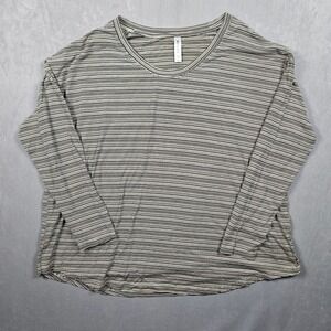 Athleta Cloudlight Stratus Striped Top Women 2X Black White Long Sleeve Shirt
